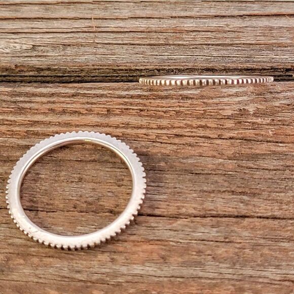 Sterling Sawtooth Design Two Ring Set - Picture 4 of 6